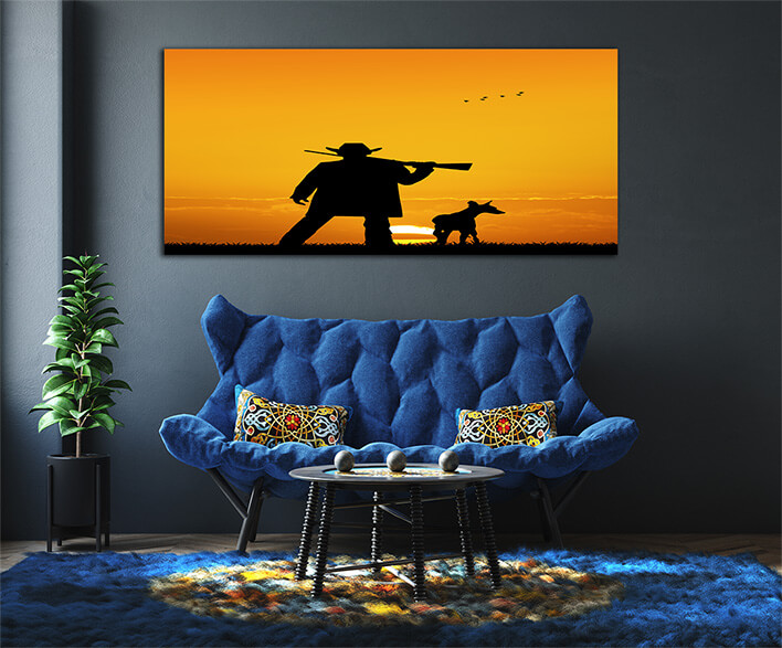M8 0041 MOCKUPS LAND 0034 21375756 hunter with dog at sunset AOAY2195