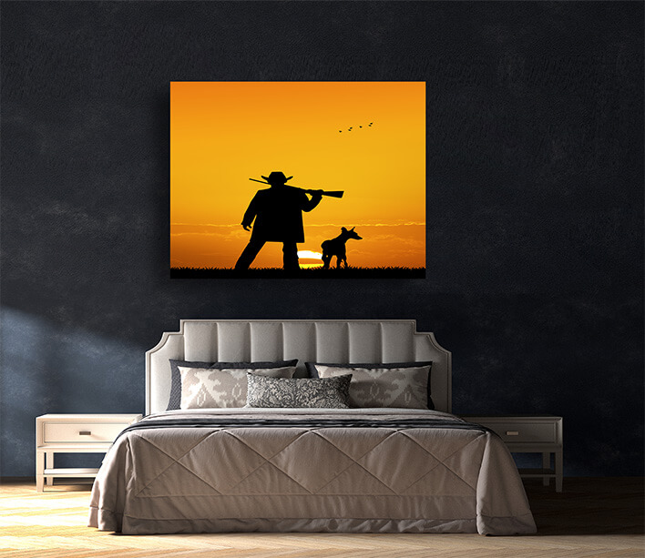 M9 0025 MOCKUPS LAND 0034 21375756 hunter with dog at sunset AOAY2195
