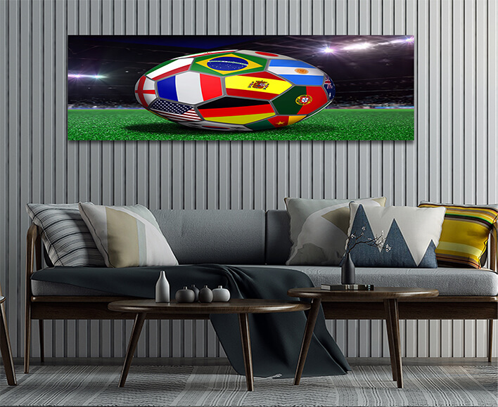 M9 0037 ML 0029 12486242 soccer ball with team flags in a stadium AOAY2612