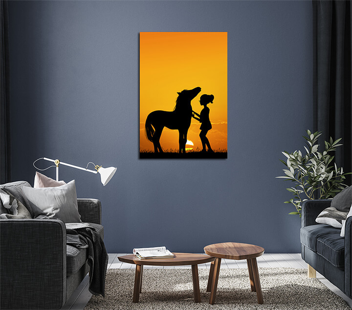 M1 0035 MP 0001 PRINT P 0003 33370598 little girl and horse at sunset AOAY2524