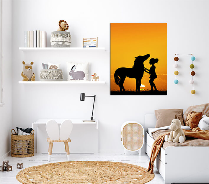 M4 0039 MP 0001 PRINT P 0003 33370598 little girl and horse at sunset AOAY2524