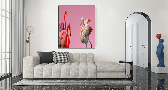 M5 0029 MP 0070 PRINT L 0001 36061828 flamingos isolated at gradient pink background AOAY2754