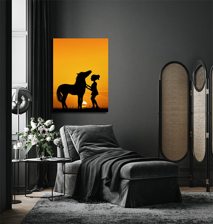 M5 0040 MP 0001 PRINT P 0003 33370598 little girl and horse at sunset AOAY2524