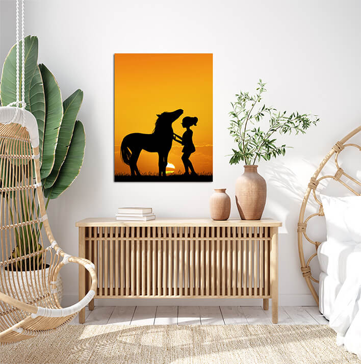 M6 0032 MP 0001 PRINT P 0003 33370598 little girl and horse at sunset AOAY2524