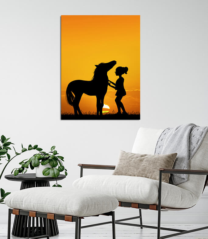 M7 0033 MP 0001 PRINT P 0003 33370598 little girl and horse at sunset AOAY2524