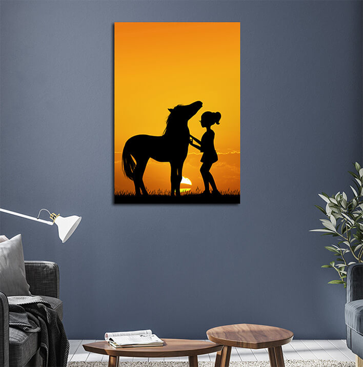 N1 0035 MP 0001 PRINT P 0003 33370598 little girl and horse at sunset AOAY2524