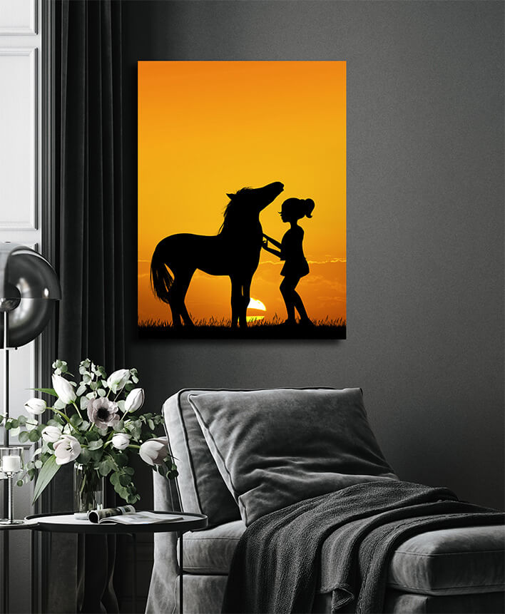 N5 0041 MP 0001 PRINT P 0003 33370598 little girl and horse at sunset AOAY2524