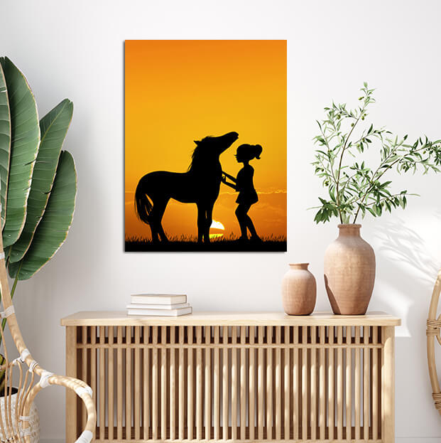 N6 0032 MP 0001 PRINT P 0003 33370598 little girl and horse at sunset AOAY2524