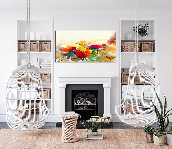 M1 0021 MP 0003 22743892 oil painting still life of yellow pink and red poppy AOAY3571