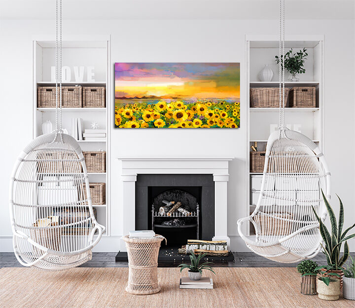 M1 0022 MP 0002 22744188 oil painting yellow golden sunflower daisy flowers in fields AOAY3572