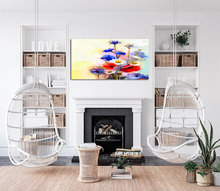 M1 0023 MP 0001 22744228 oil painting red poppy flowers blue cornflower and white daisy AOAY3573