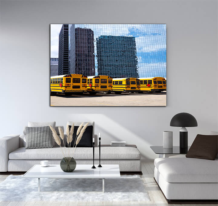 M2 0014 ML PORT 0013 8389900 school bus row at houston skyline photo mount AOAY3426