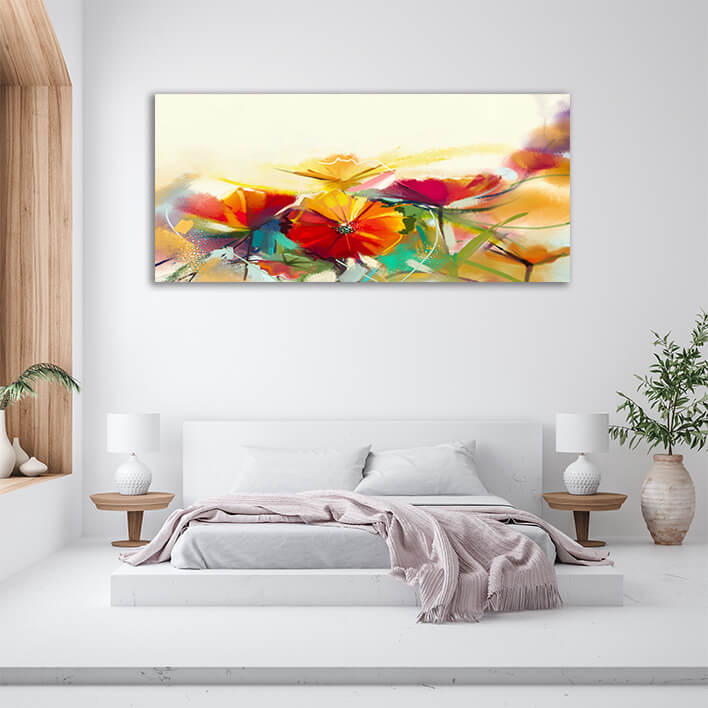 M2 0014 MP 0003 22743892 oil painting still life of yellow pink and red poppy AOAY3571