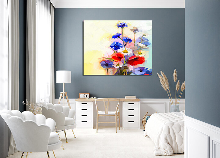 M4 0014 MP 0001 22744228 oil painting red poppy flowers blue cornflower and white daisy AOAY3573