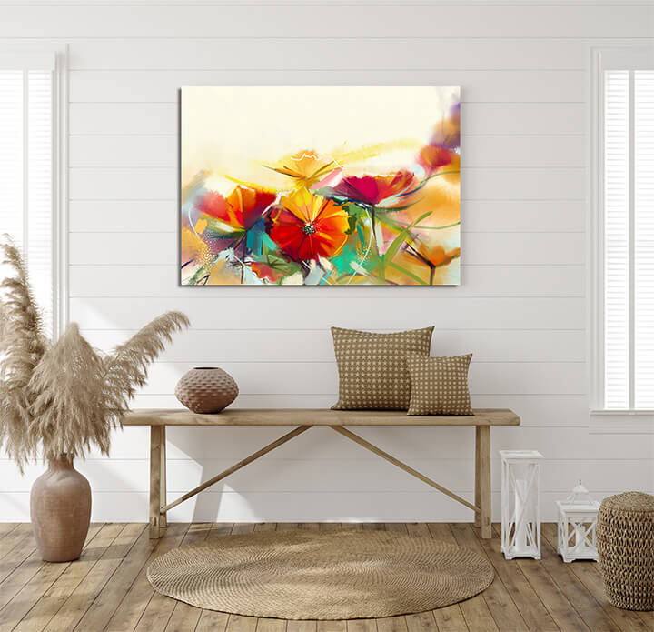 M5 0011 MP 0003 22743892 oil painting still life of yellow pink and red poppy AOAY3571