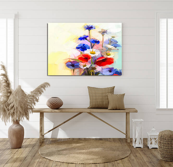 M5 0013 MP 0001 22744228 oil painting red poppy flowers blue cornflower and white daisy AOAY3573