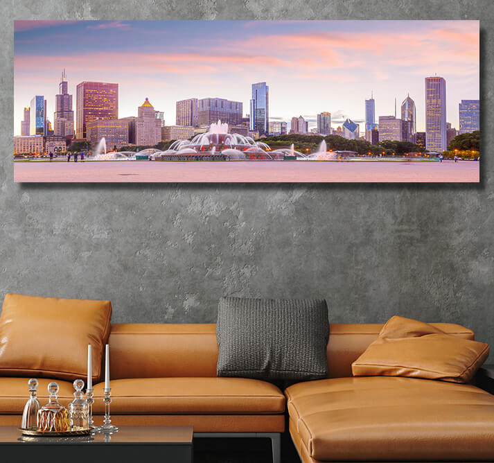 M6 0004 ML 0010 38466150 panorama of chicago skyline with skyscrapers at sunset AOAY3272