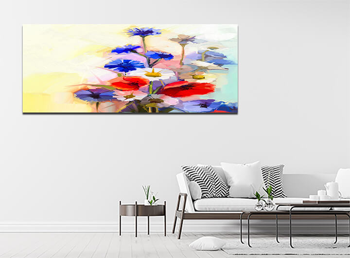 M7 0009 MP 0001 22744228 oil painting red poppy flowers blue cornflower and white daisy AOAY3573