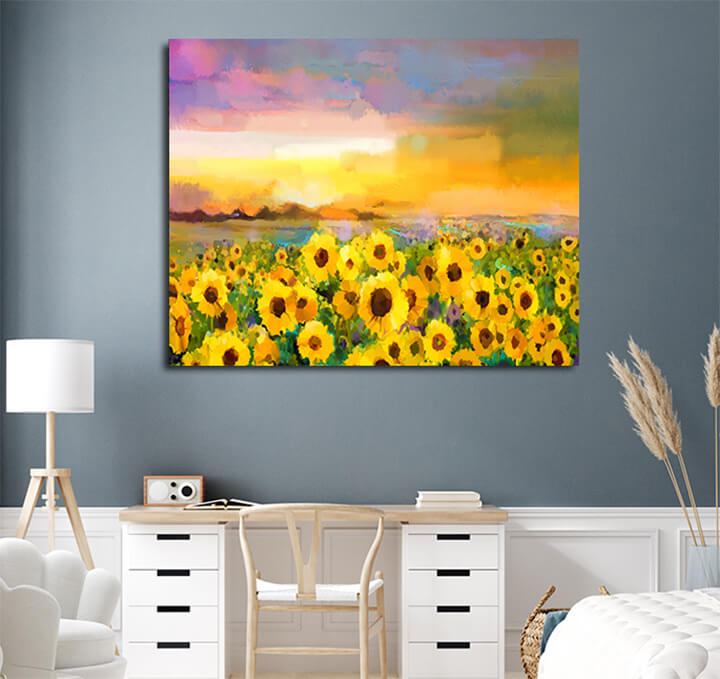M8 0013 MP 0002 22744188 oil painting yellow golden sunflower daisy flowers in fields AOAY3572
