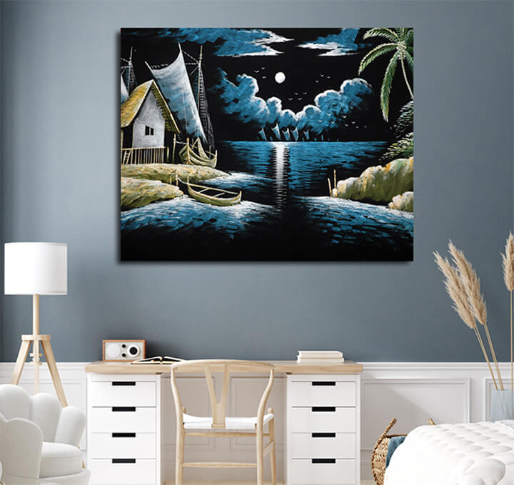 M8 0032 MP 0036 3736813 landscape of fishing village oil painting AOAY3541