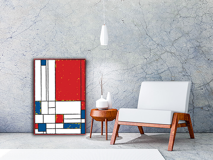 M1 0006 MP 0000 41319308 Cubist painting Main Red and Light Yellow With side Rapped in Red AOAY3577