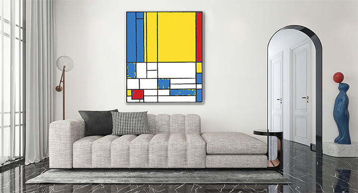 M2 0000 MP 0007 41319308 Cubist painting Yellow with Red AOAA3055