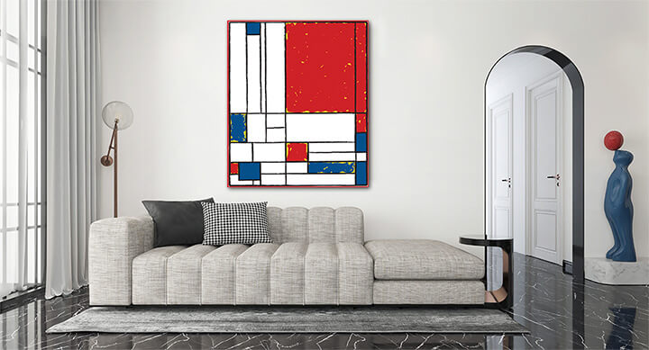 M2 0006 MP 0000 41319308 Cubist painting Main Red and Light Yellow With side Rapped in Red AOAY3577