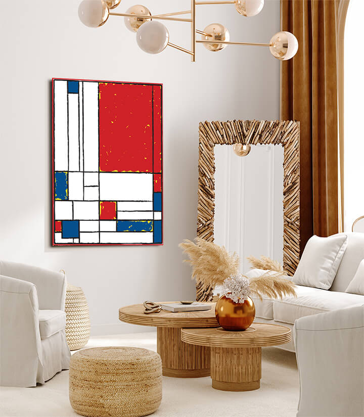 M3 0006 MP 0000 41319308 Cubist painting Main Red and Light Yellow With side Rapped in Red AOAY3577