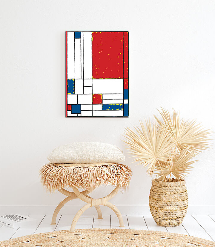 M4 0006 MP 0000 41319308 Cubist painting Main Red and Light Yellow With side Rapped in Red AOAY3577