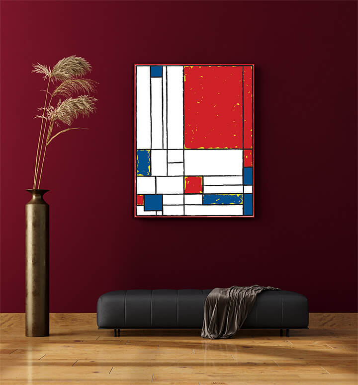 M5 0006 MP 0000 41319308 Cubist painting Main Red and Light Yellow With side Rapped in Red AOAY3577