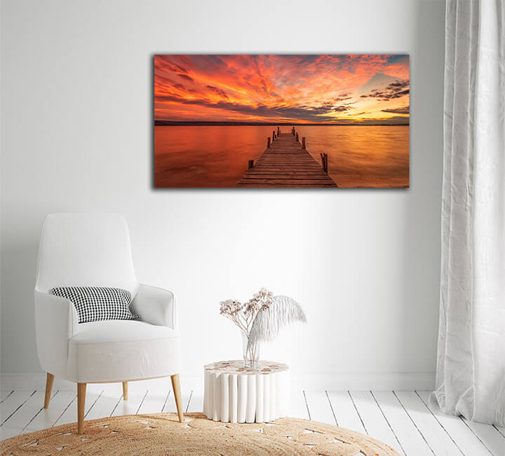R2 0006 MP 0032 45242924 exciting colorful sunset view from the shore with a wooden pier AOAY3781