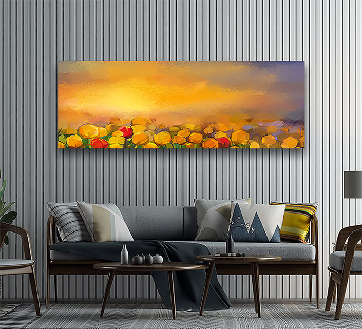 WEB05 0022 ML 0000 22743710 oil painting yellow and red tulips flowers field AOAY3569