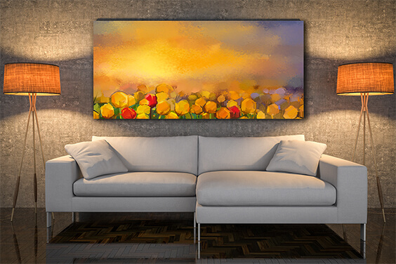 WEB06 0017 ML 0000 22743710 oil painting yellow and red tulips flowers field AOAY3569