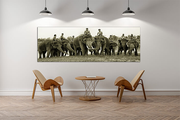 WEB09 0003 MP Panoramic 0003 35788320 spirit of asiathailand countryside farmer and elephant on the background of sunris