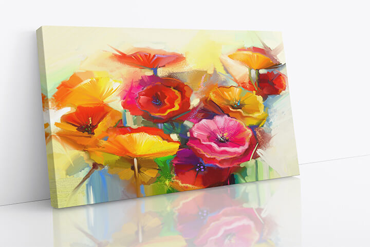WEB09 0010 M1 22744260 oil painting still life of yellow pink and red poppy AOAY3824