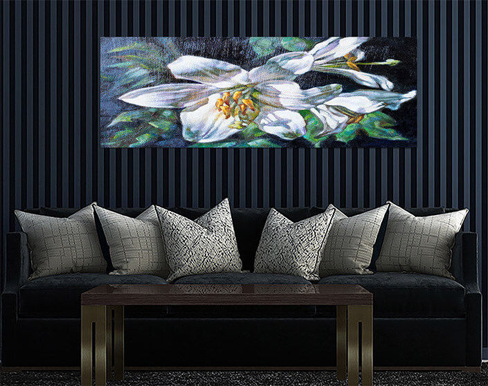 WEB 02 0020 ML 0030 20502190 oil paints on canvas of a white flower AOAY3805