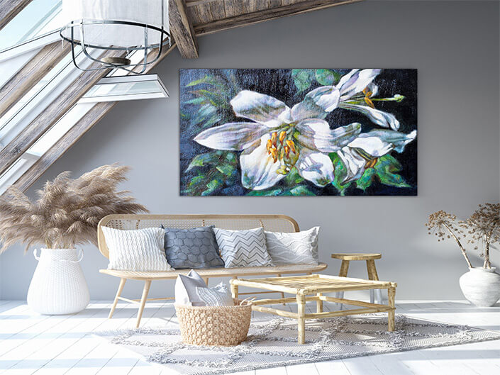 WEB 03 0014 ML 0030 20502190 oil paints on canvas of a white flower AOAY3805