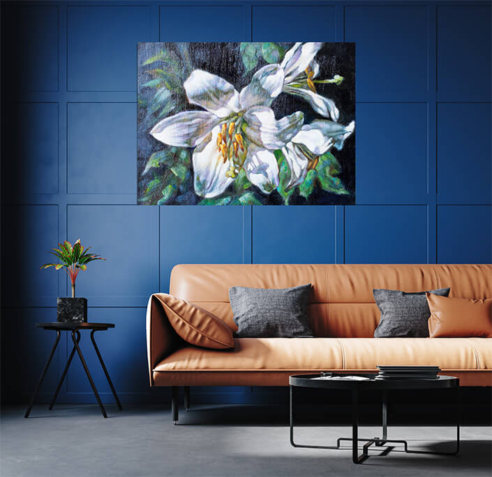 WEB 05 0016 ML 0030 20502190 oil paints on canvas of a white flower AOAY3805