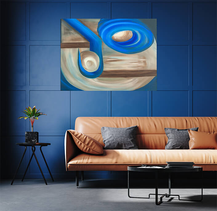 WEB 05 0029 ML 0017 22669254 abstract oil painting on canvas containing circular blue elements AOAY3818