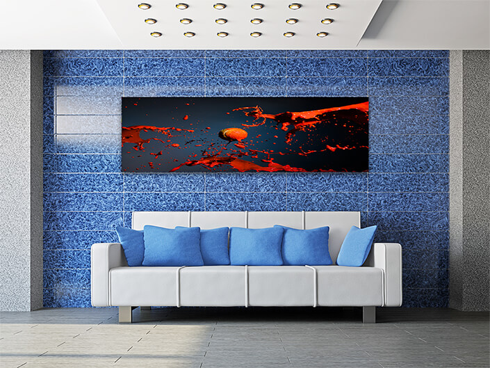 WEB002 0002 ML 0028 41214216 red paint splash and tennis ball on blue background AOAY5715