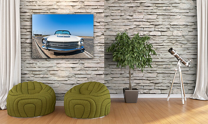 WEB002 0042 MP 0054 5017116 1960s convertible in car lot wide angle powerful grill AOAY6184