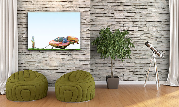 WEB002 0051 MP 0045 5558324 futuristic flying car at gas station AOAY6186