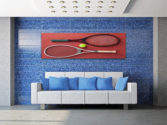 WEB002 0064 ML 0042 29579010 high angle view of ball amidst tennis rackets AOAY5705