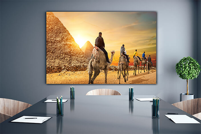 Camel caravan and pyramids AOAY5829