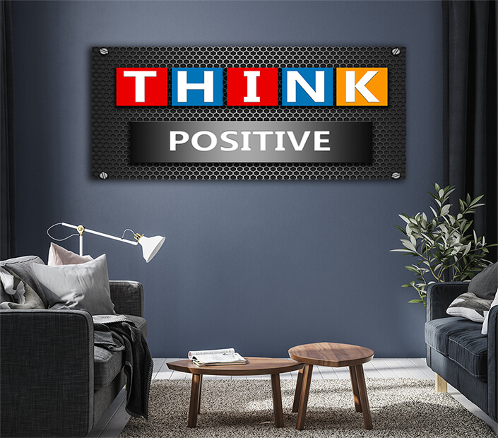 WEB003 0021 ML 0004 32299454 think positive concept on mesh hexagon background AOAY6103