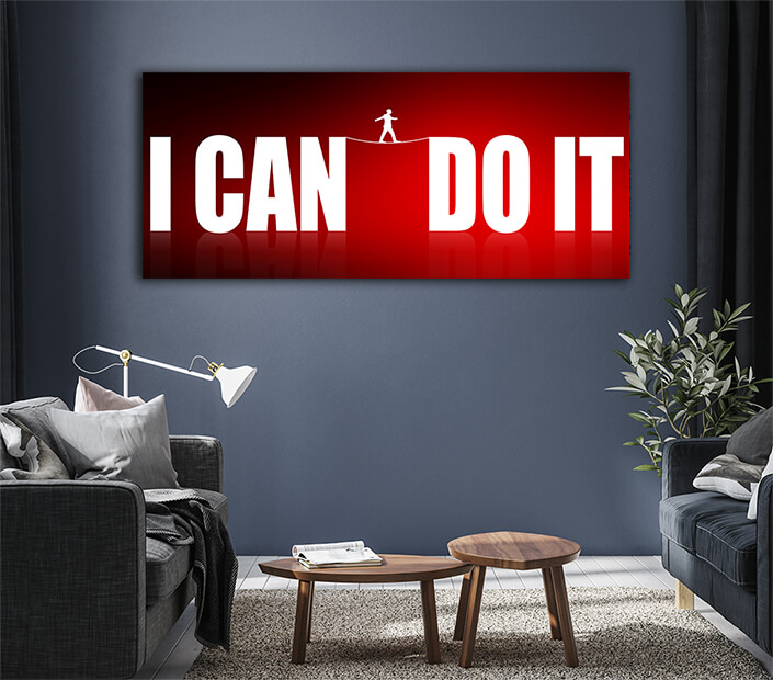 WEB003 0027 ML 0028 32273022 man walking on rope with i can do it word AOAY6081
