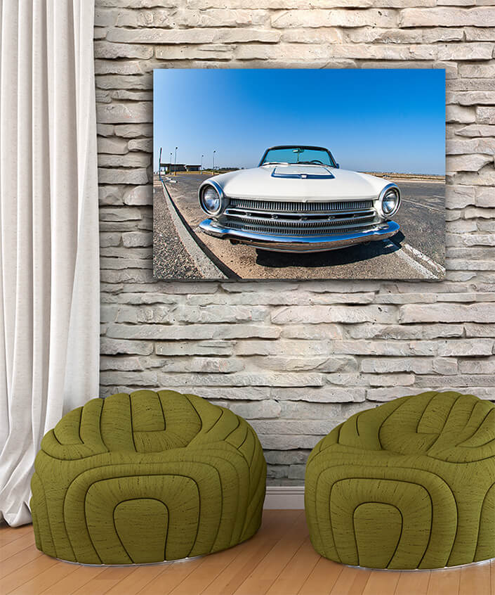 WEB003 0042 MP 0054 5017116 1960s convertible in car lot wide angle powerful grill AOAY6184