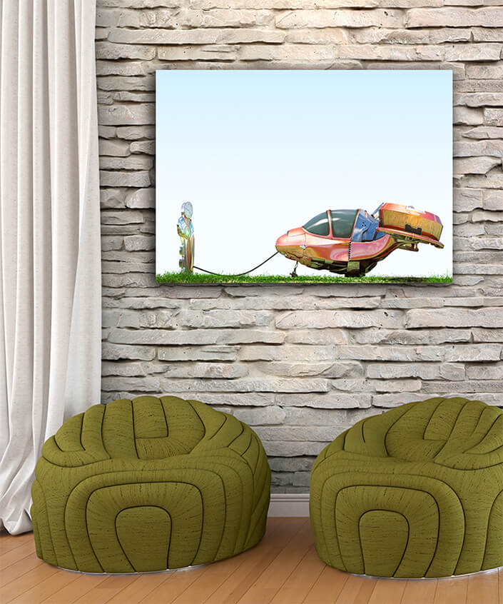 WEB003 0051 MP 0045 5558324 futuristic flying car at gas station AOAY6186