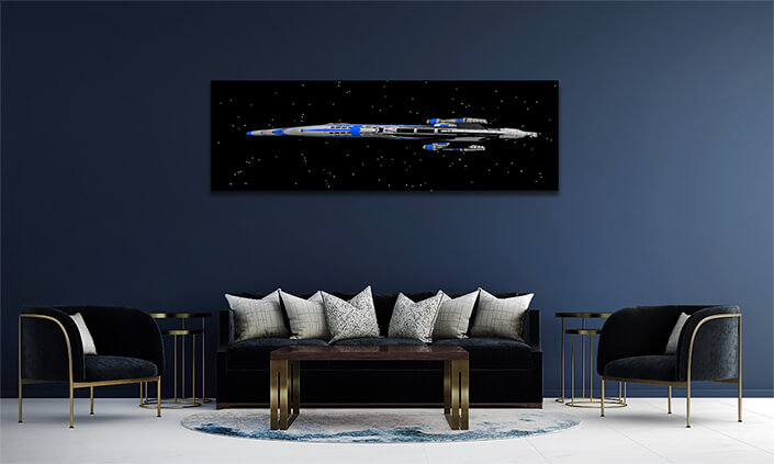 WEB004 0016 ML 0018 34192920 futuristic spaceship hovers in space (1) AOAY5183