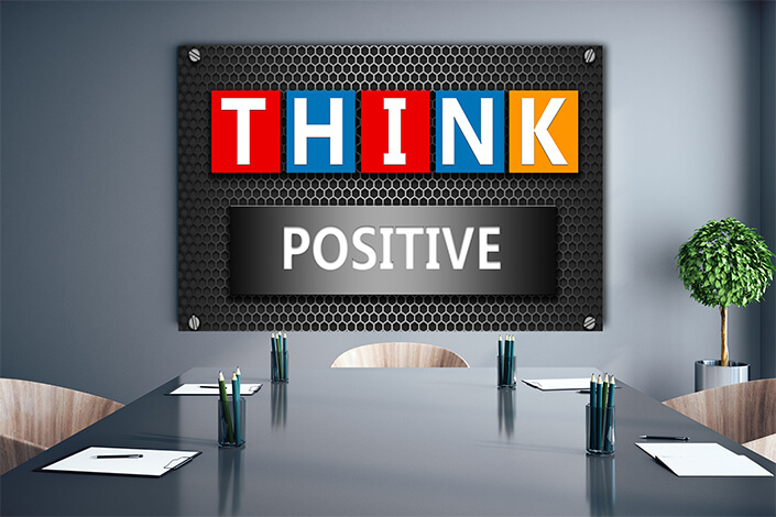 WEB004 0021 ML 0004 32299454 think positive concept on mesh hexagon background AOAY6103